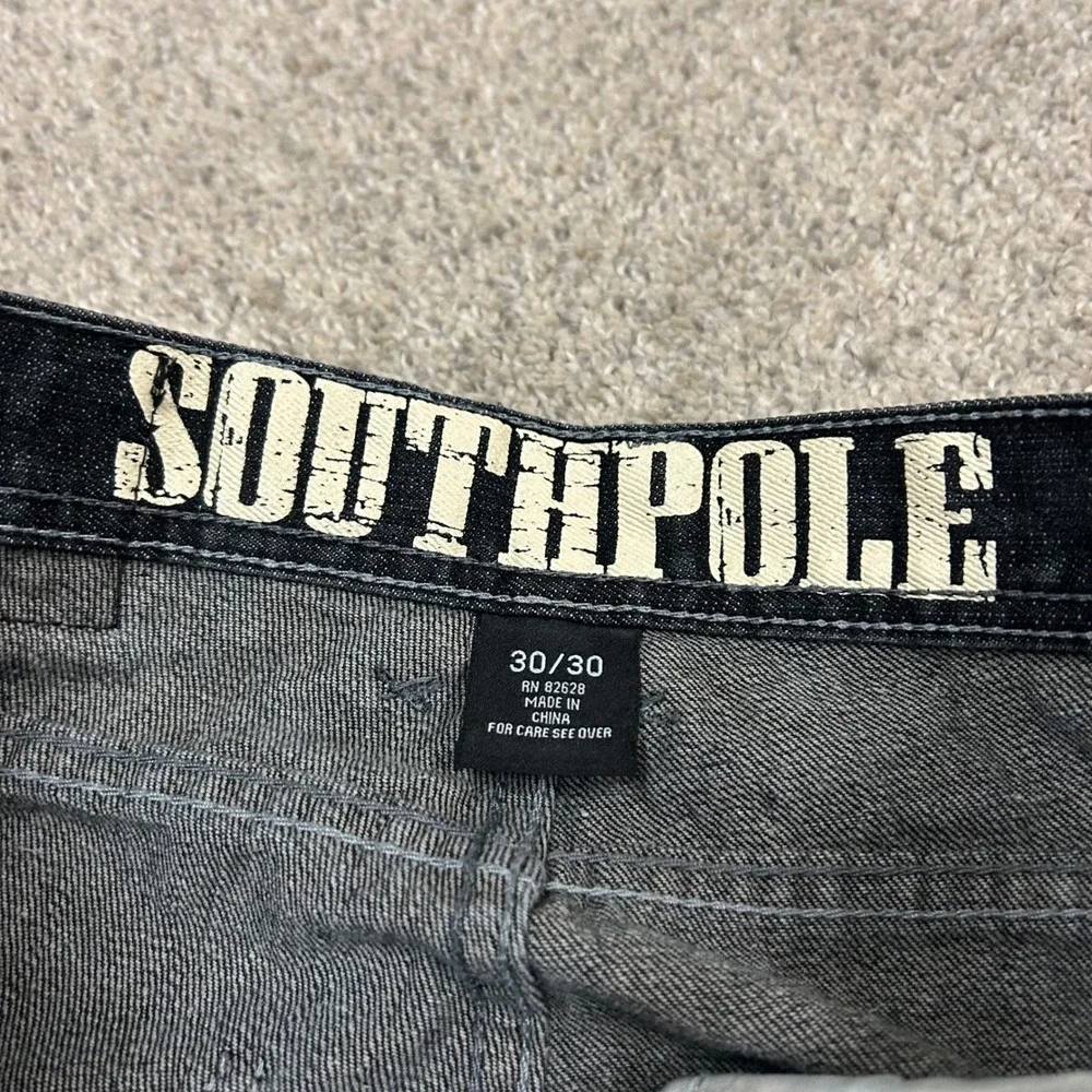 Southpole Jeans 30x30 Black Dark Wash Straight Leg Whiskered Denim Mens Y2K